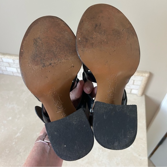 $895~MARNI~Black Leather Slingback Block Heel Gladiator Open Toe Sandals~36/6 - Picture 9 of 11